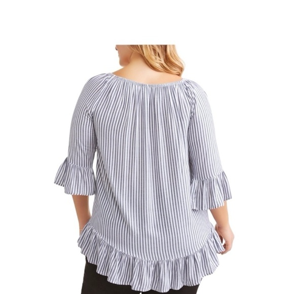 TERRA & SKY Women's plus size 2X Peplum Peasant stripe tunic top - Picture 9 of 13